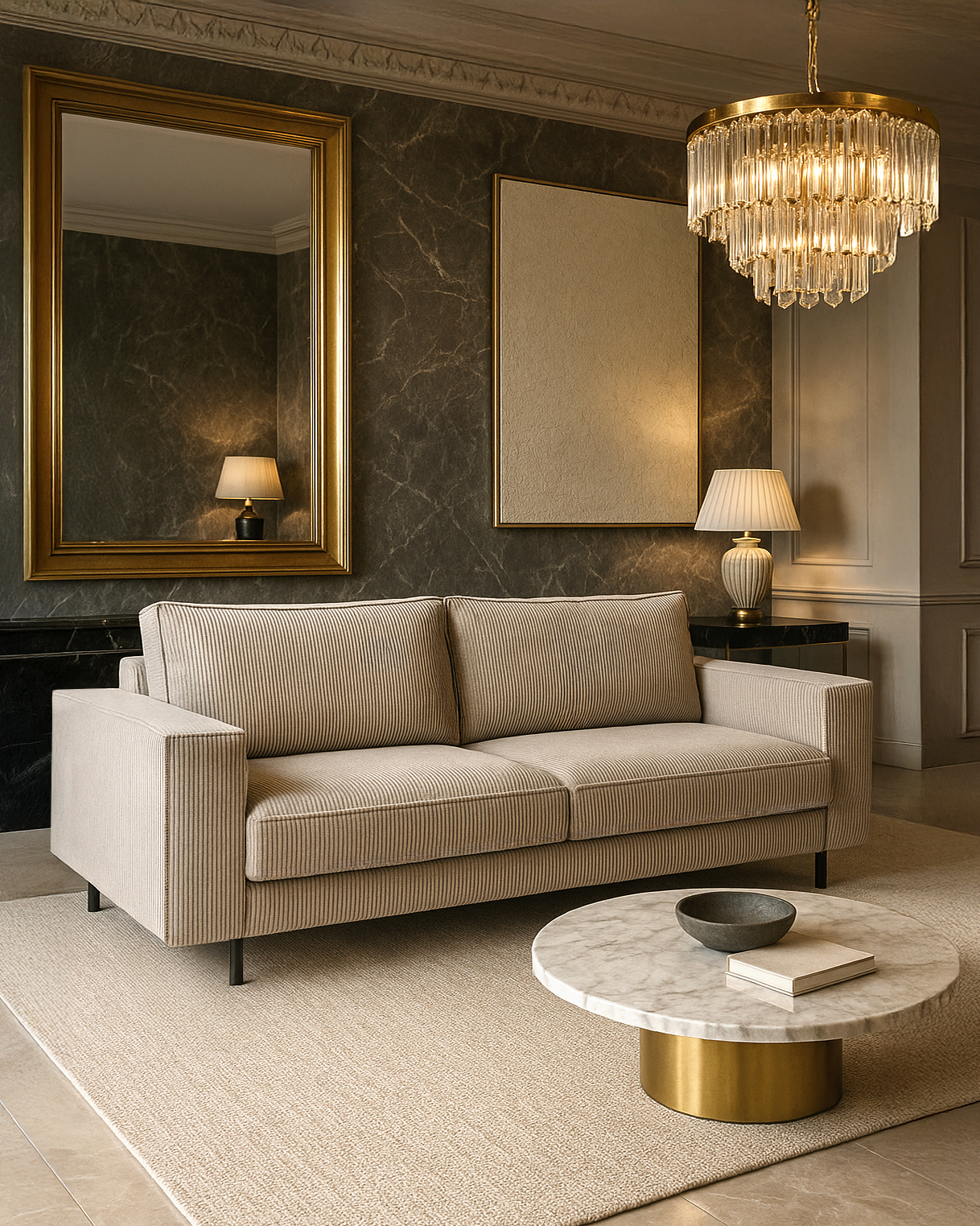 Was über das Sofa im Wohnzimmer hängen